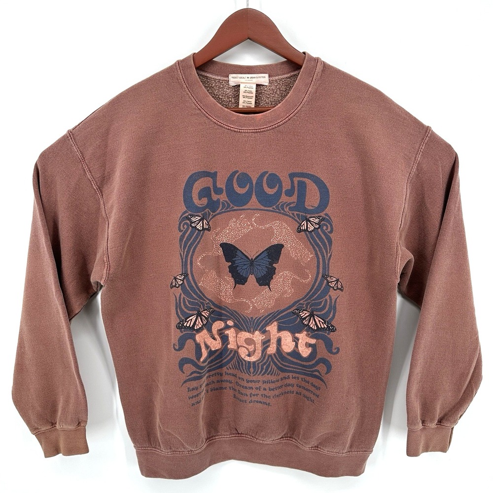 Urban Outfitters X PROJECT SOCIAL T Pullover L / XL Good Night Butterfly Brown